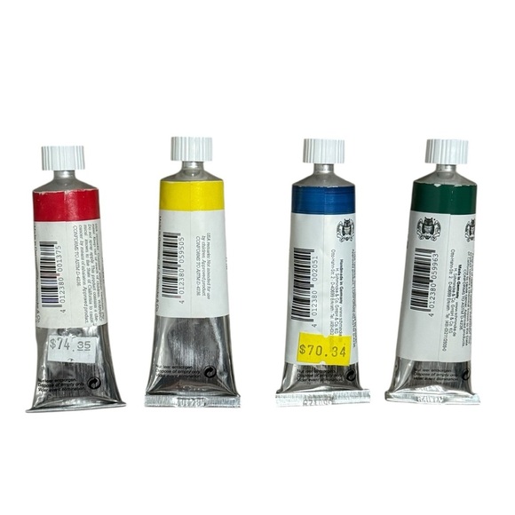 Schmincke Mussini Oil Paint Set of 4- red, yellow, blue and green. Oil paint. - Picture 2 of 13